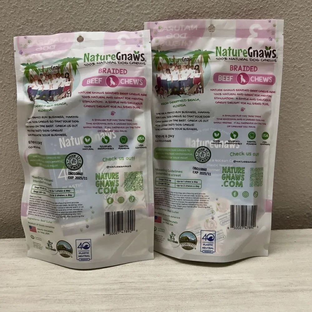 (2) Nature Gnaws Beef Bully Sticks 6” Beef Dog Treats- 3 Count Each Bag 11/2025.
